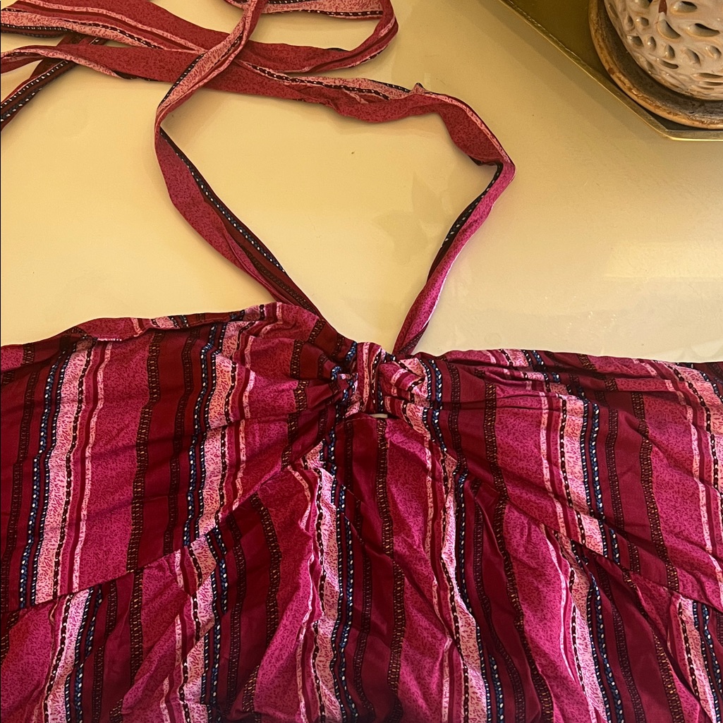 Striped Pink Halter Maxi Dress Nwt